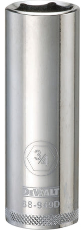 DeWALT DWMT88949OSP Drive Socket, 3/4 in Socket, 1/2 in Drive, 6-Point, Vanadium Steel, Polished Chrome